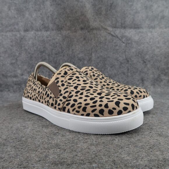 Slip On Shoes Womens 40 Sneakers Fashion Animal Print Casual Flat Trainer Brown - Picture 1 of 12